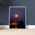 Mystical Fall Full Moon wooden framed canvas print from CaliCuration's Spring 2026 Travel Collection, featuring a vibrant autumn moon scene.