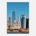 NYC skyline canvas print featuring the World Trade Center and Staten Island Ferry, part of the Studio Edition travel collection.