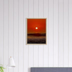 Southern California Red Sunset framed canvas print by CaliCuration, showcasing a vibrant sunset scene on high-quality print material.