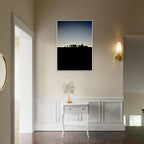 Black and white framed poster of Hollywood Hills city lights, California art print from the Summer Hike series by My Store.