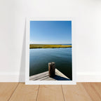 Framed print of Long Island Sound dreamy pier wall art from the Endless Summer Mood Travel Collection, Studio Edition, on high-quality material.