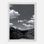Black and white framed poster of a German river view from the Studio Edition Spring 2026 travel collection, mounted on print material