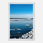 Wooden framed Hudson Valley winter poster featuring snowy landscape, part of Studio Edition travel collection.