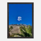 Styled wooden framed poster featuring Palm Springs cloud scene, perfect California home decor, Studio Edition Spring 2026 artwork.