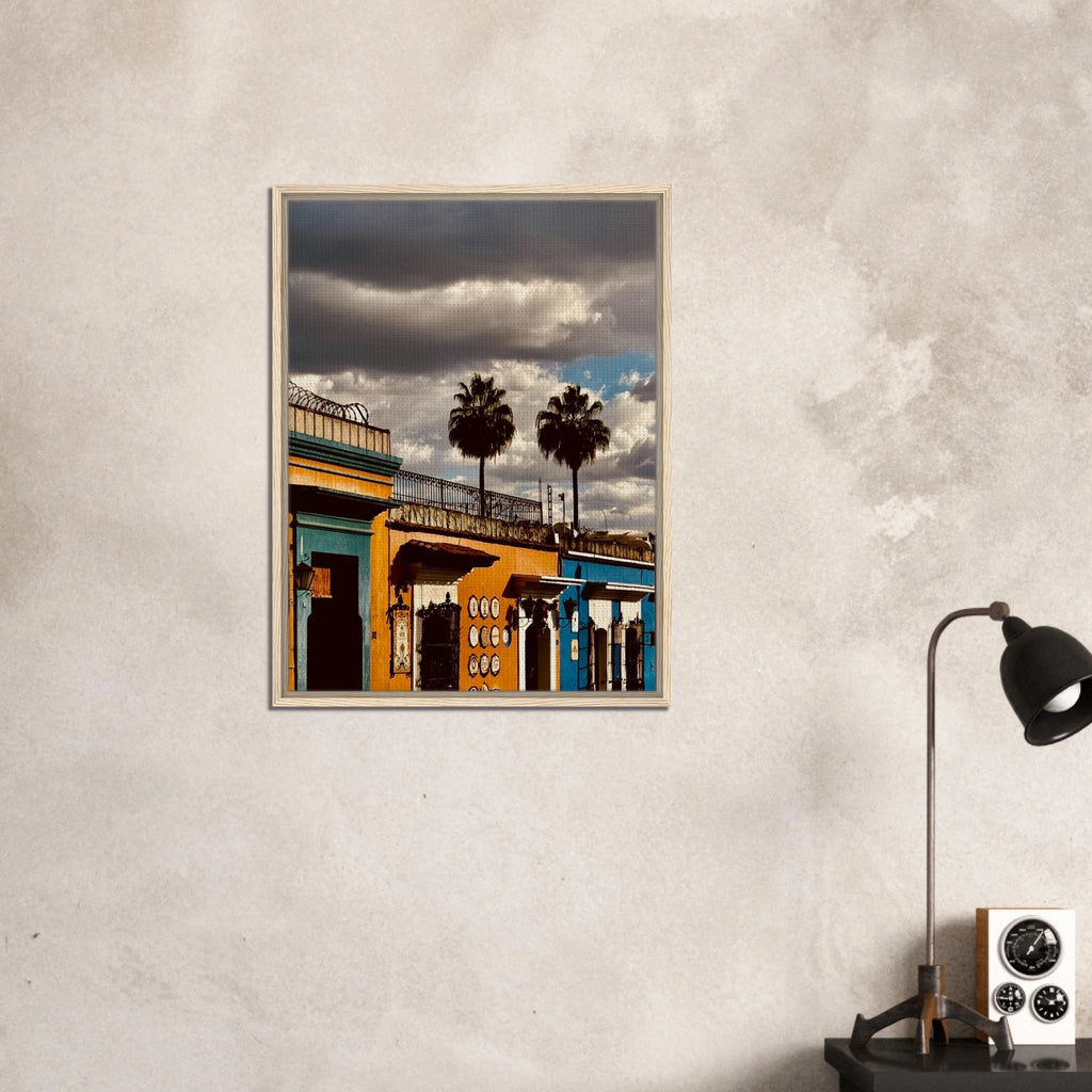 Framed canvas print of two palm trees in Oaxaca, Mexico, from CaliCuration's travel collection, Studio Edition Spring 2026.
