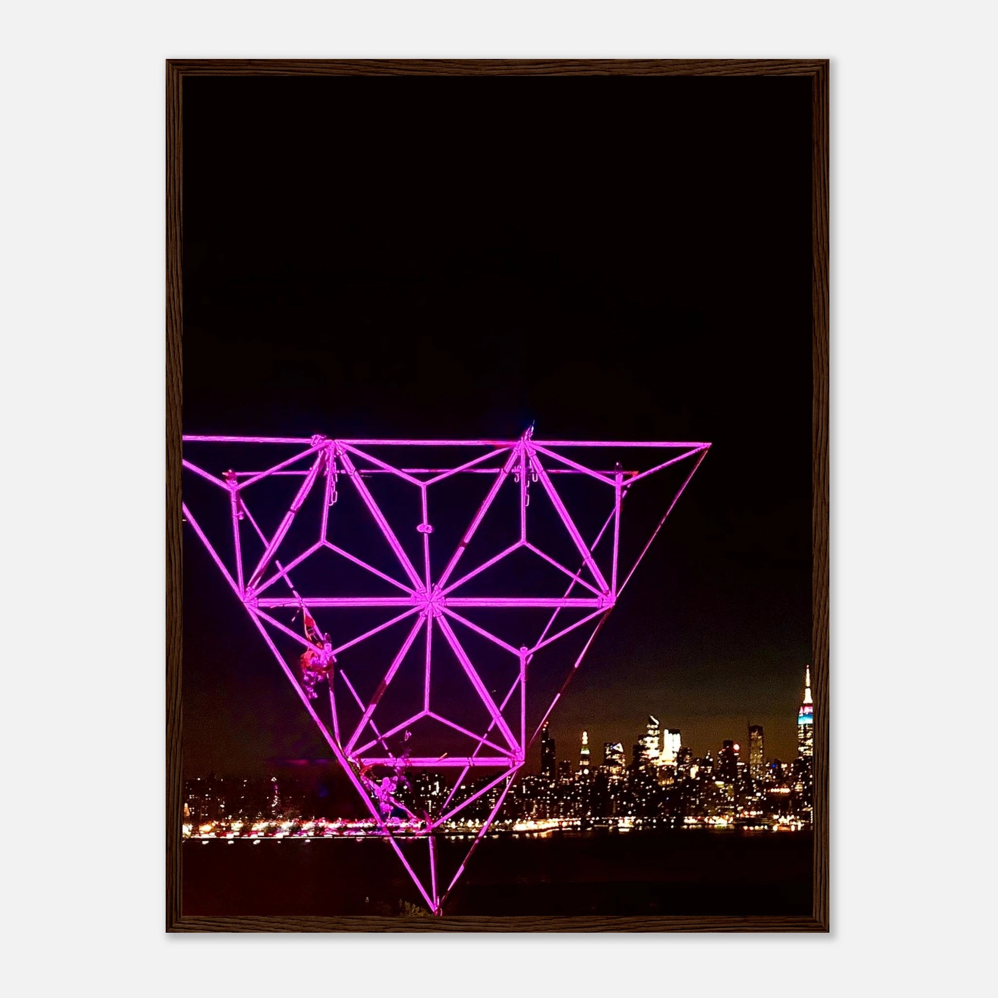 Framed print of New York City holiday art featuring a Manhattan night view with Empire State Building, part of the Studio Edition Travel Collection.