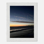Premium wooden framed poster of a vibrant SoCal fall sunset, California-themed artwork, perfect for home décor, studio edition.