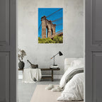 Framed NYC Brooklyn Bridge poster featuring a Dumbo view, showcasing city skyline and bridge detail, from the Travel Collection.