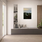 Color print titled "A Window into Jungle Stillness" by CaliCuration, showcasing a serene jungle scene in vibrant colors.
