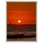 Framed canvas print of California Red Sunset Series 1/3 by CaliCuration, featuring vivid red sunset hues in a studio edition.