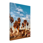 SoCal Beach canvas print featuring palm trees and graffiti California wall art, printed on high-quality canvas material.