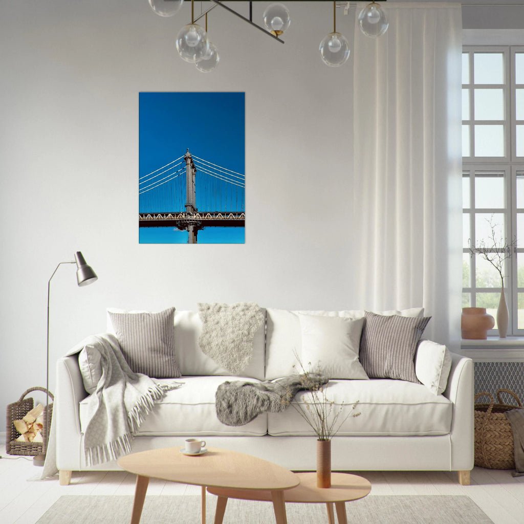 Canvas print of Manhattan Bridge in winter for home decor, part of the Sunny Winter Day travel collection by My Store.