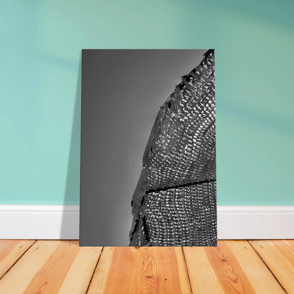 Minimalist black and white abstract canvas wall art from the Architectural Light Study Travel Collection Studio Edition.