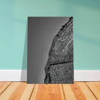 Minimalist black and white abstract canvas wall art from the Architectural Light Study Travel Collection Studio Edition.