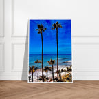Malibu Palm Tree Family framed poster by CaliCuration, California art print with vibrant spring '26 studio edition, high-quality print material.