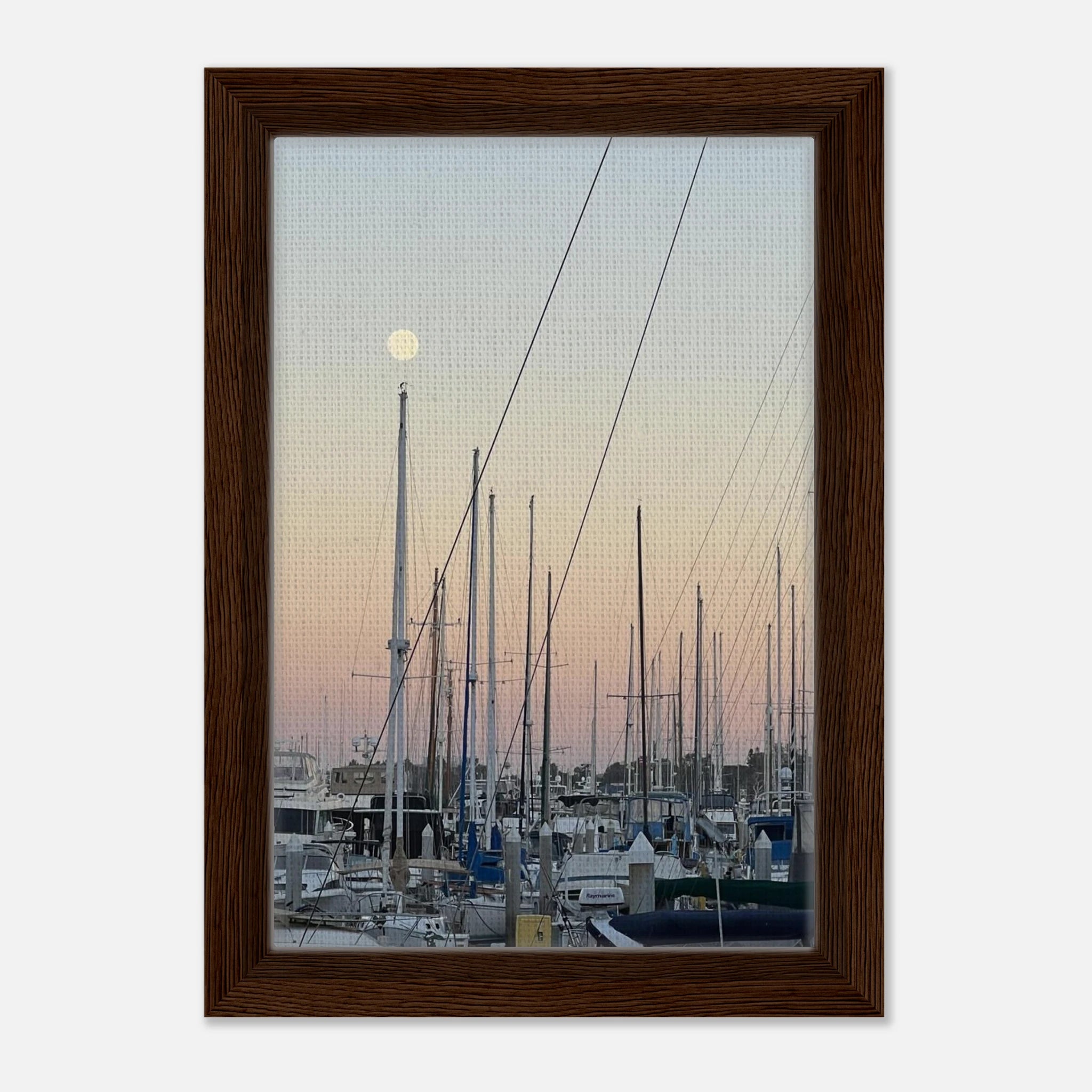 Framed canvas art print of Summer Evening Marina Del Rey with nautical and chic tones, showcasing California coastal scenery.