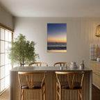 California canvas print featuring a SoCal fall sunset and new moon, showcasing vibrant colors and artistic depiction of a sunset scene.