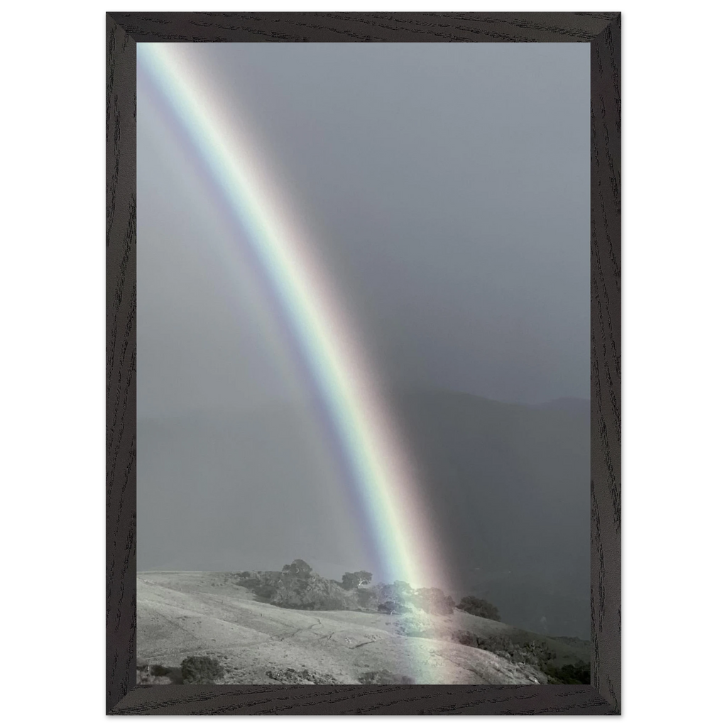 Black and white framed poster of Post Summer Storm Rainbow from California Central Coast travel collection, Studio Edition Spring 2026.