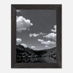 Black and white mounted framed poster of a German river view from the travel collection, studio edition spring 2026 print.