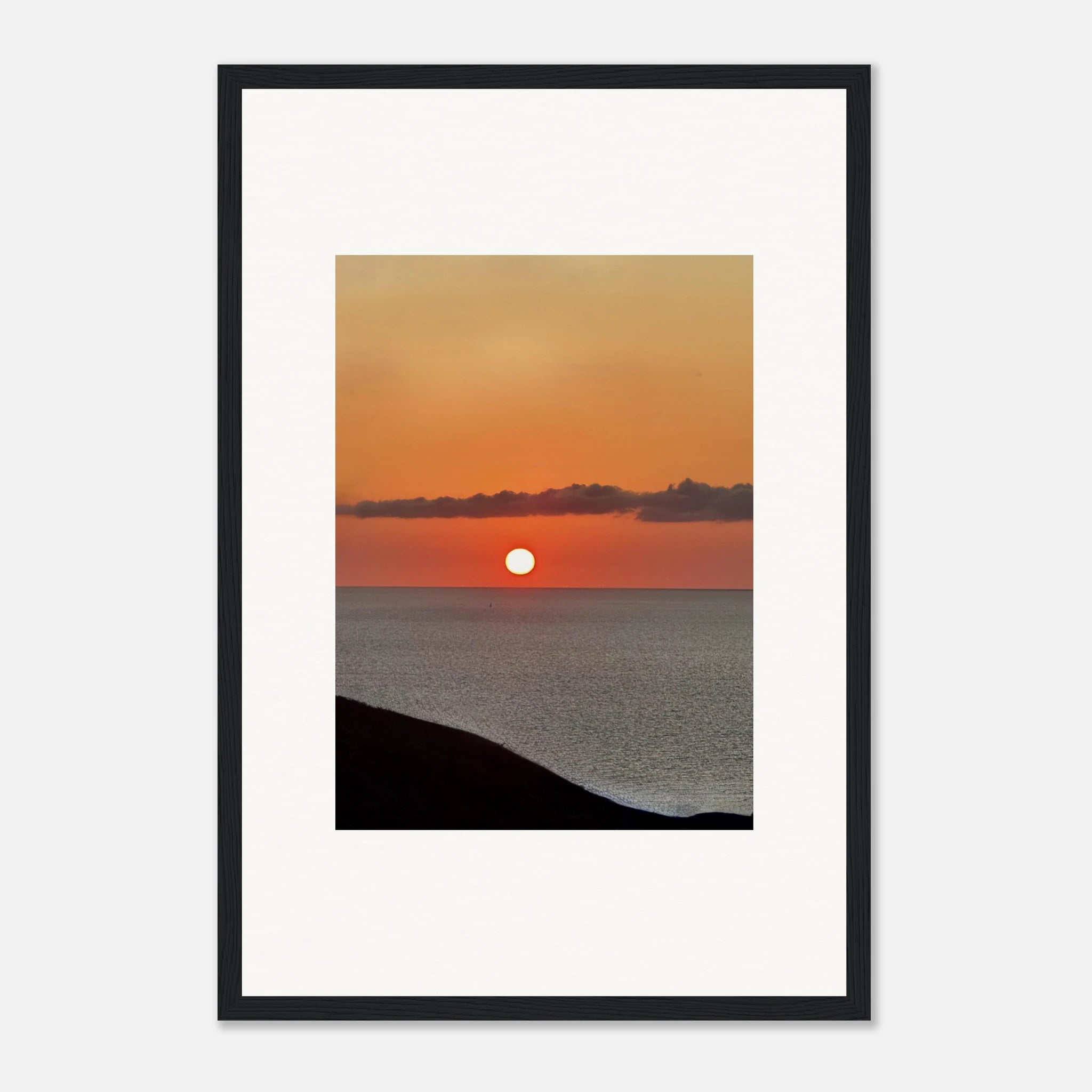 Magical Mediterranean Sunset framed poster print by My Store featuring vibrant wall art for home or office decor.