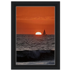 Southern California Red Sunset framed canvas print by CaliCuration, showcasing a vibrant sunset scene with warm red and orange hues.