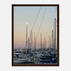Framed canvas print of Marina Del Rey summer evening scene with nautical motifs and chic tones, by California Canvas Studio Edition.
