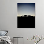 Black and white framed poster of Hollywood Hills with city lights, part of the Summer Hike California art series by My Store.