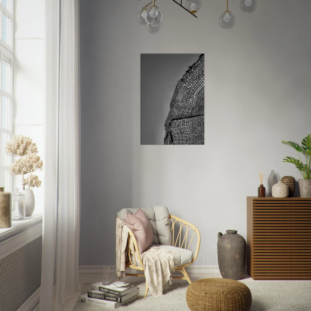 Minimalist black and white abstract canvas wall art print featuring architectural light study, part of the Travel Collection Studio Edition.