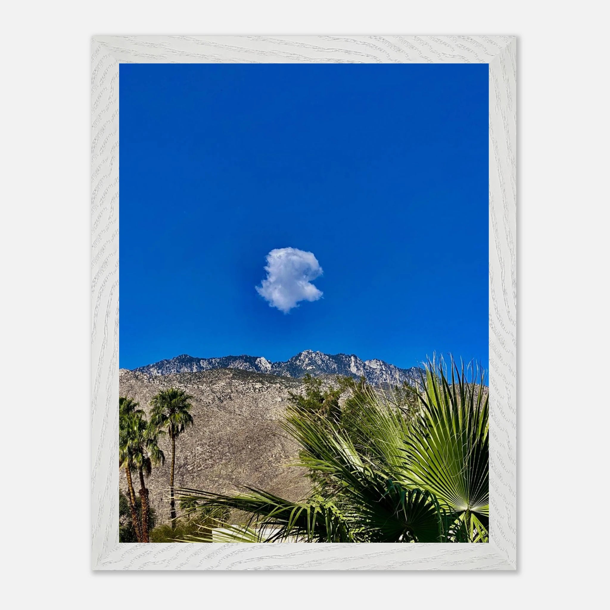 Palm Springs Cloud Mounted Wooden Framed Poster featuring stunning California art, ideal for home decor in any room.