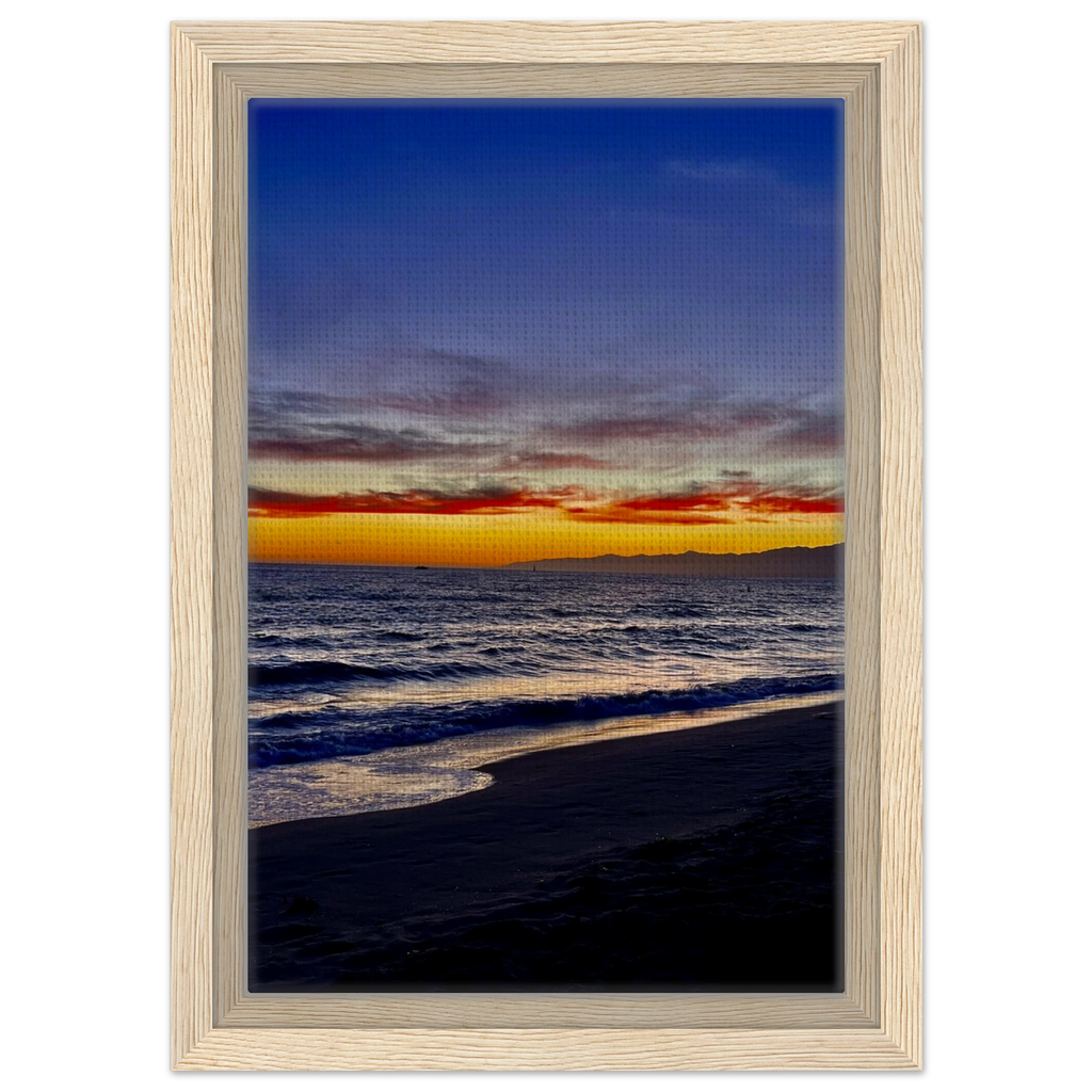 California SUNSET WALL Art print by CaliCuration showcasing Venice Beach scene on wooden framed canvas, Studio Edition spring 2026.