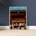 Oaxaca street fair framed canvas print by CaliCuration from the Mexico travel collection, showcasing vibrant market scene.