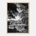 Black and white framed print of Upstate NY summer lake scene from My Store's travel collection, studio edition wall art.