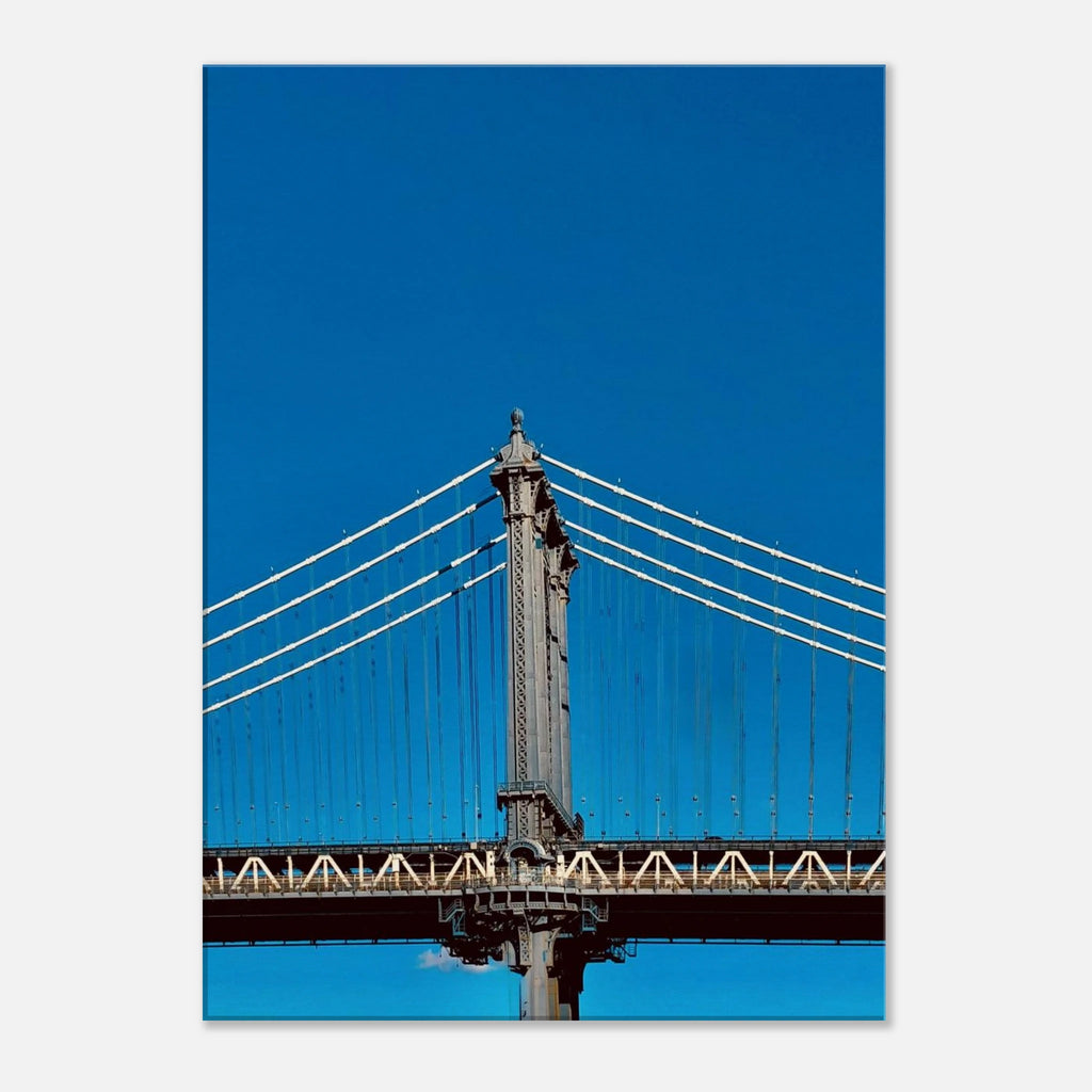 Sunny Winter Day canvas print of Manhattan Bridge in NYC, featuring vibrant colors and detailed cityscape art for home decor.