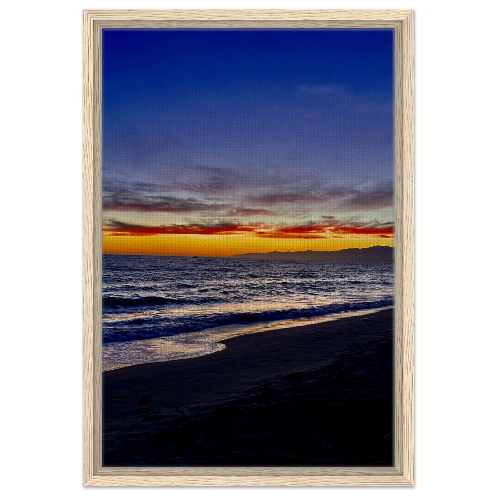 California Sunset Wall Art print by CaliCuration featuring Venice Beach scene on wooden framed canvas, studio edition Spring 2026.