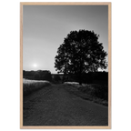 Mounted wooden framed poster of summer in the English Cotswolds, black and white travel print from the Studio Edition collection.