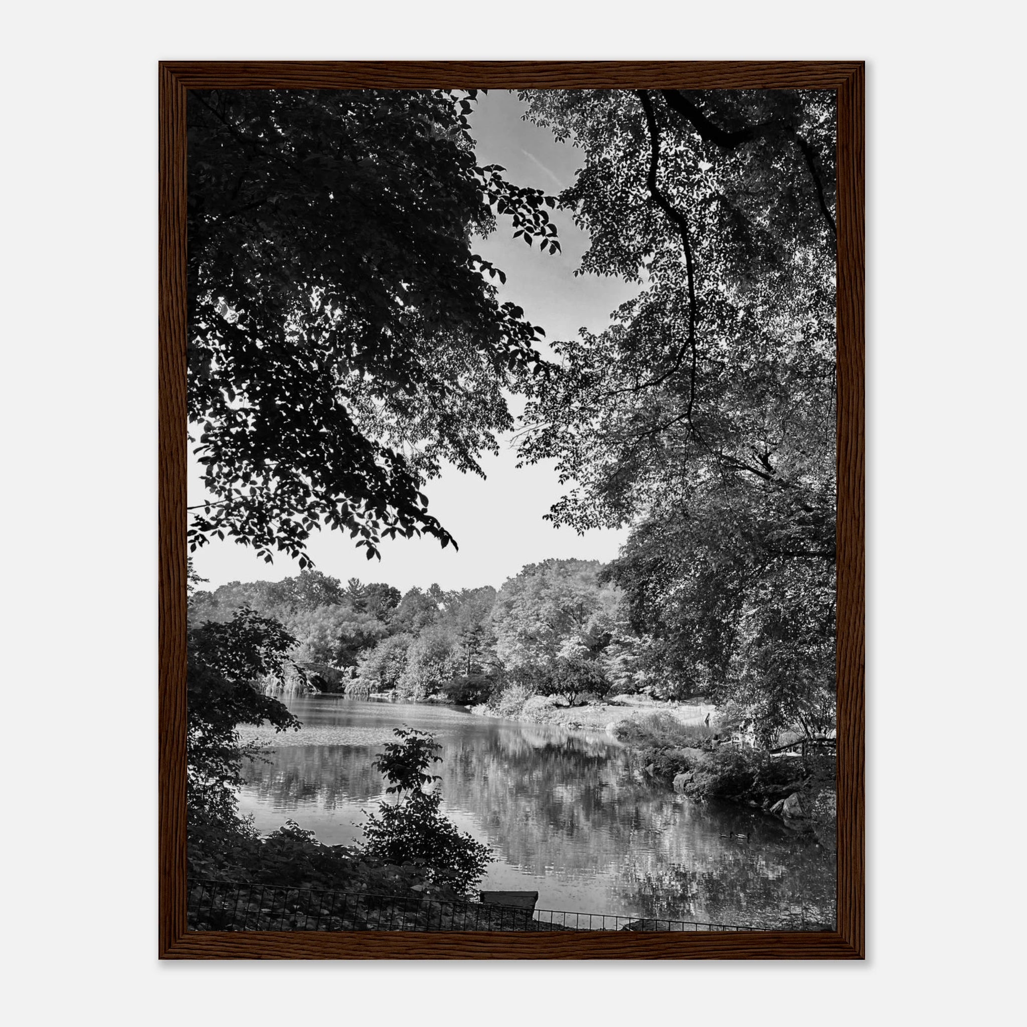 Black and white framed print of a summer lake scene in Upstate New York, part of the My Store travel collection.