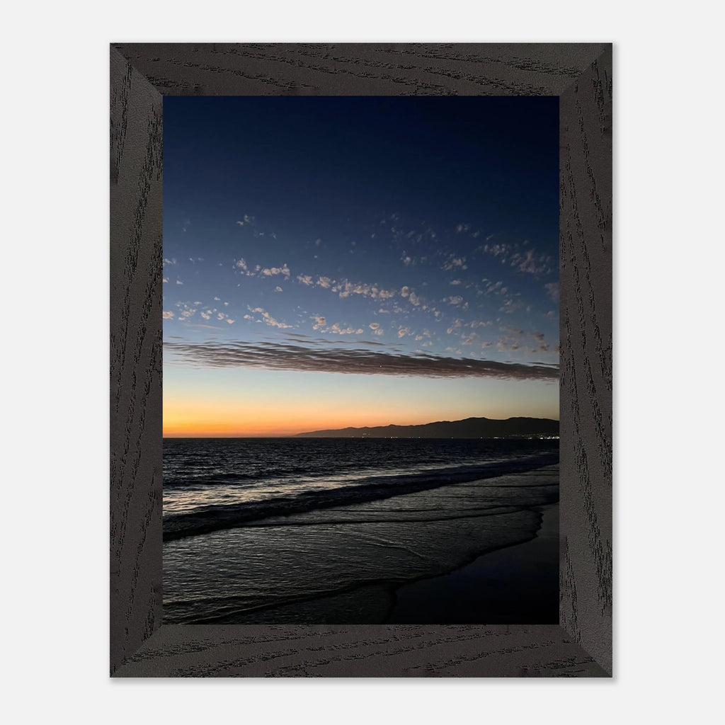 Vibrant California fall sunset poster in a premium wooden frame, semi-gloss finish, ideal for home decor, studio edition artwork