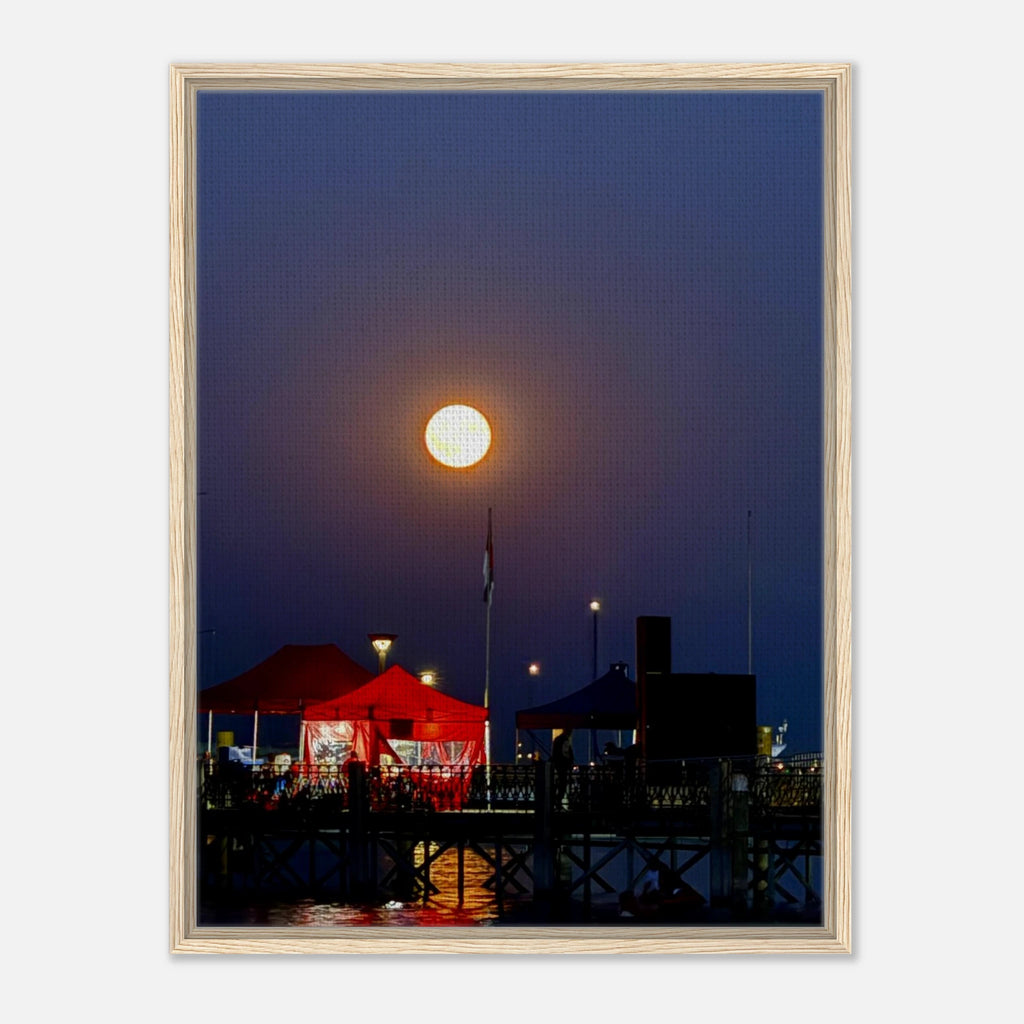 Mystical Fall Full Moon wooden framed canvas print from CaliCuration’s Travel Collection, featuring a spring-inspired full moon scene.