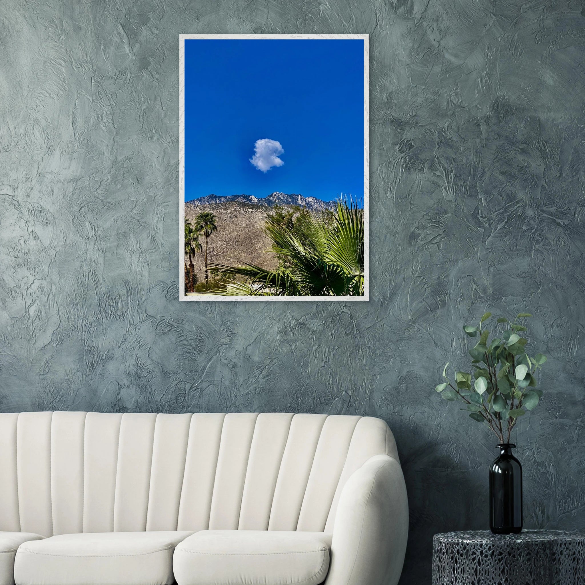 Palm Springs cloud-mounted wooden framed poster featuring California scenery, perfect for home decor with a spring 2026 studio edition design.