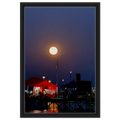 Mystical Fall Full Moon framed canvas print featuring celestial wall art with autumn leaves and a glowing full moon by CaliCuration.