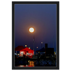 Mystical Fall Full Moon framed canvas print featuring celestial wall art with autumn leaves and a glowing full moon by CaliCuration.