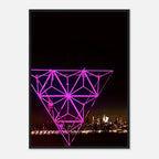 Framed print of New York City holiday art showing Manhattan night view with Empire State Building, part of the Travel Collection.