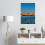 NYC skyline canvas print featuring the Staten Island Ferry, part of CaliCuration's Travel Collection, Studio Edition artwork.