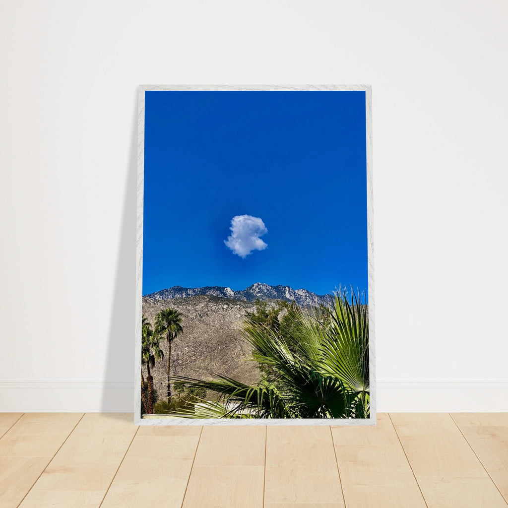 Palm Springs cloud mounted wooden framed poster featuring California landscape art, perfect for home decor.
