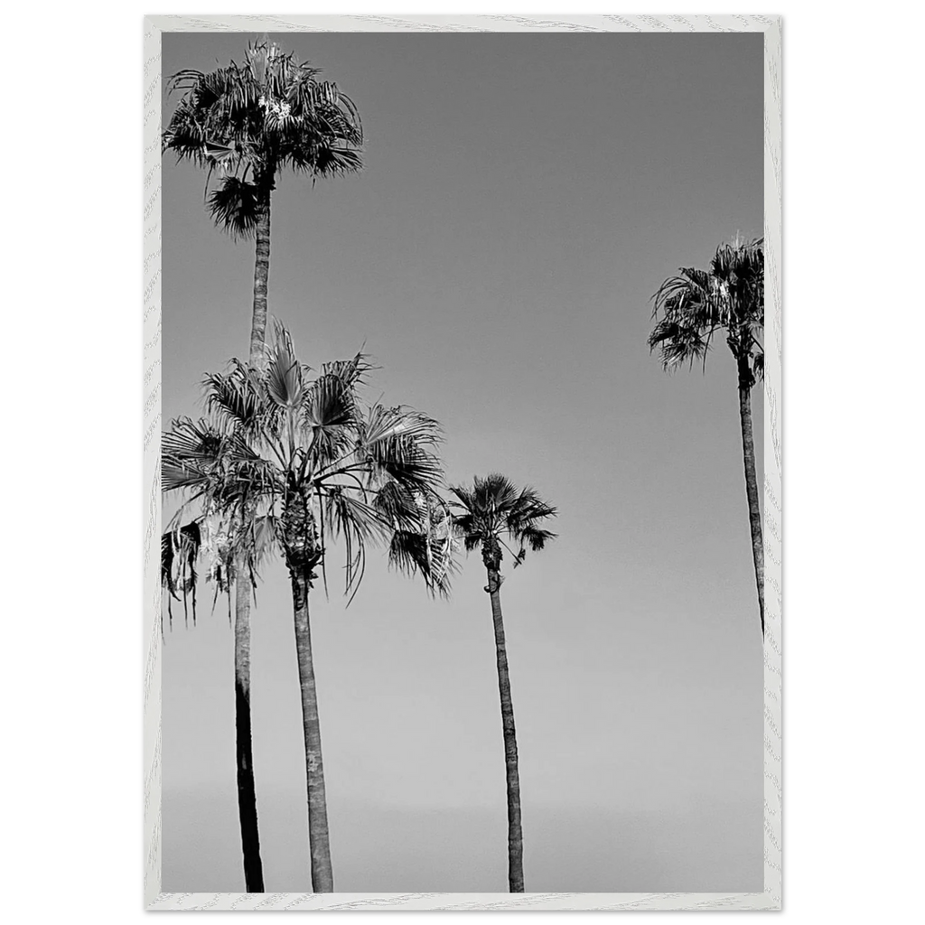 Premium wooden framed black and white California beach icons poster from the Studio Edition Holiday series.