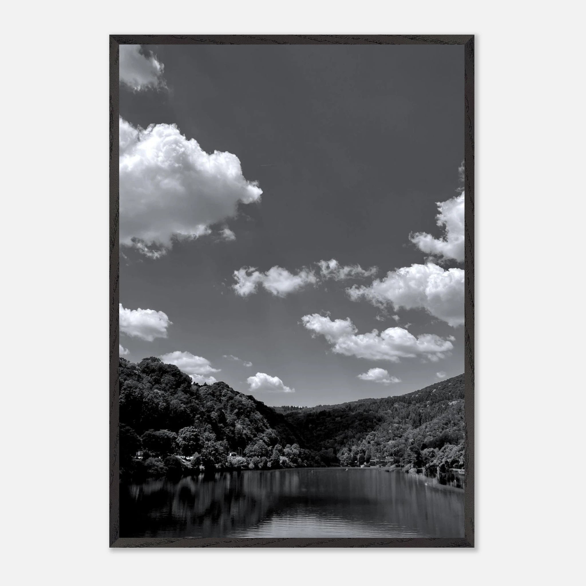 Black and white framed poster of a German river view from the Studio Edition Spring 2026 travel collection, mounted print material.