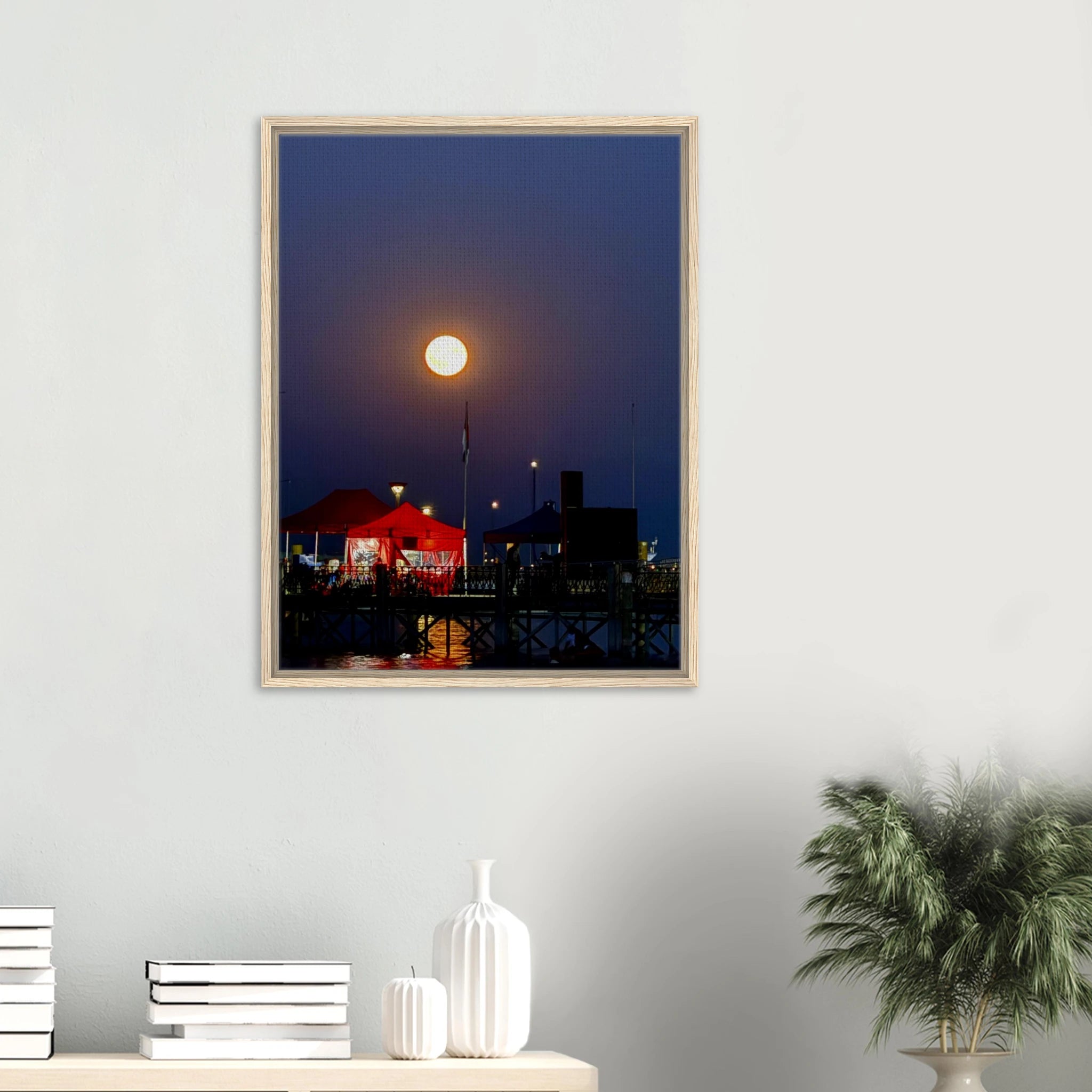 Mystical fall full moon canvas print from CaliCuration's Travel Collection, Studio Edition featuring autumn woodland scene.