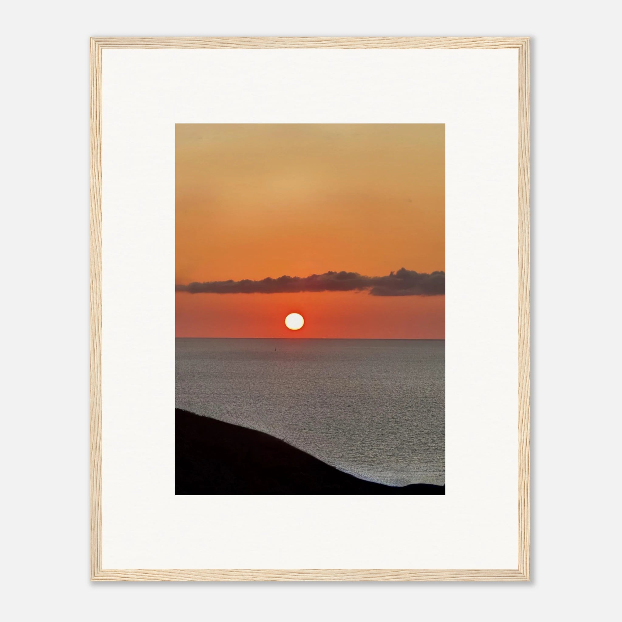 Colorful Mediterranean sunset framed poster print by My Store, vibrant wall art showcasing a scenic sunset scene.