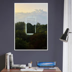Color print titled "A Window into Jungle Stillness," exclusive edition by CaliCuration, showcasing a serene jungle scene.