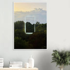 Color print of "A Window into Jungle Stillness" by CaliCuration, showcasing lush jungle scenery with vibrant green tones.